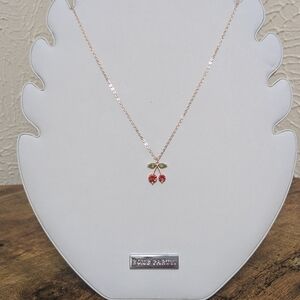 Cherry Pendant Necklace in Gold and Red
